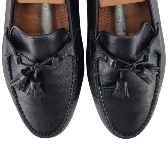Allen Edmonds Italian Dress Shoes Men 8 Butter Soft Black Leather Tassel Loafers - Picture 13 of 13